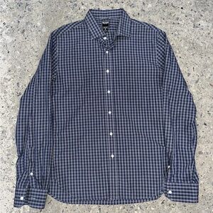 Todd Synder Mens Plaid Check Button Up Shirt Medium Blue Tailored Quality